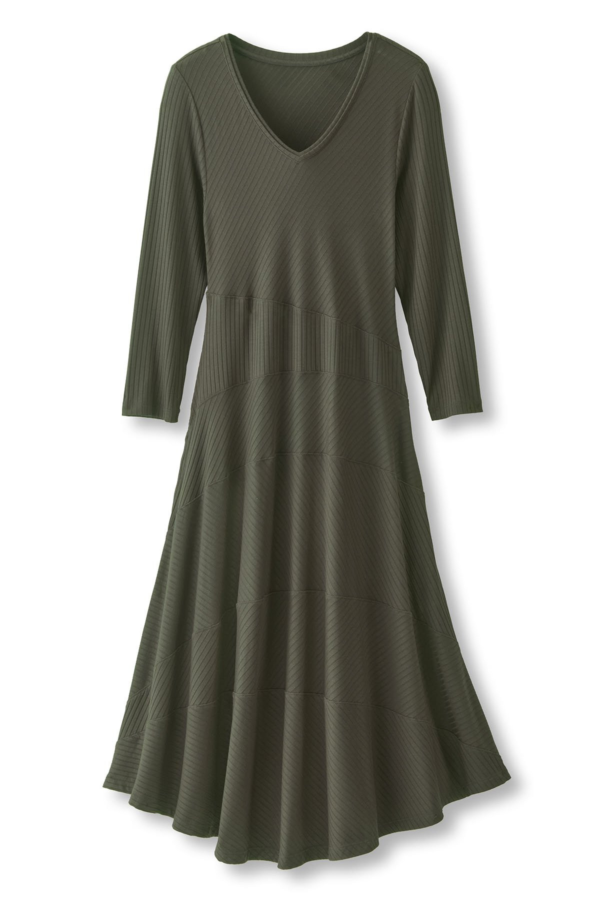 Take Shape Ribbed Knit ¾ Slv Midi Dress - thumbnail 2
