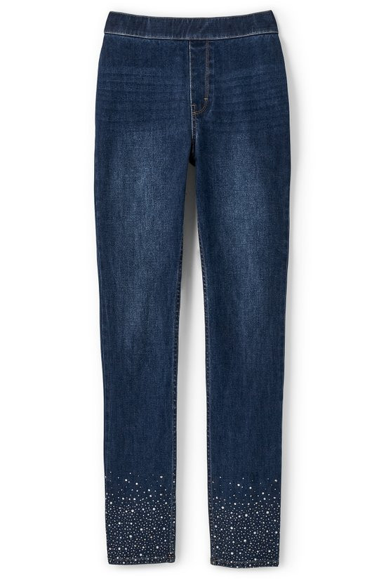 Ultimate Denim Crystal Pull-On Slim Leg Jeans - thumbnail 2