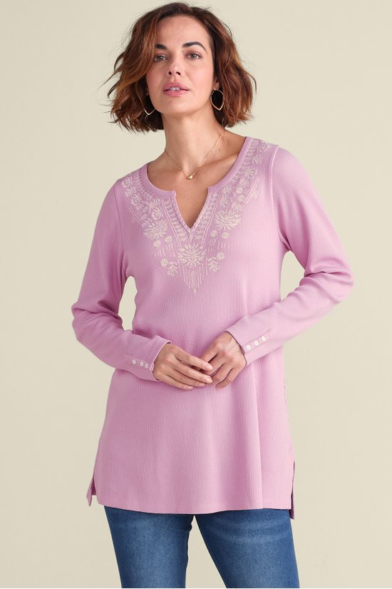 Mya Embroidered Waffle Tunic