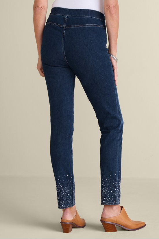 Ultimate Denim Crystal Pull-On Slim Leg Jeans - thumbnail 4