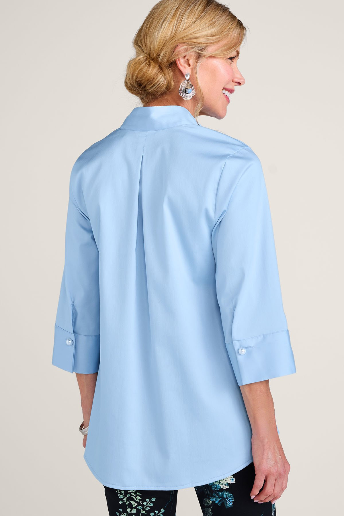 Easy Care Stretch Woven 3/4 Slv Popover - thumbnail 4