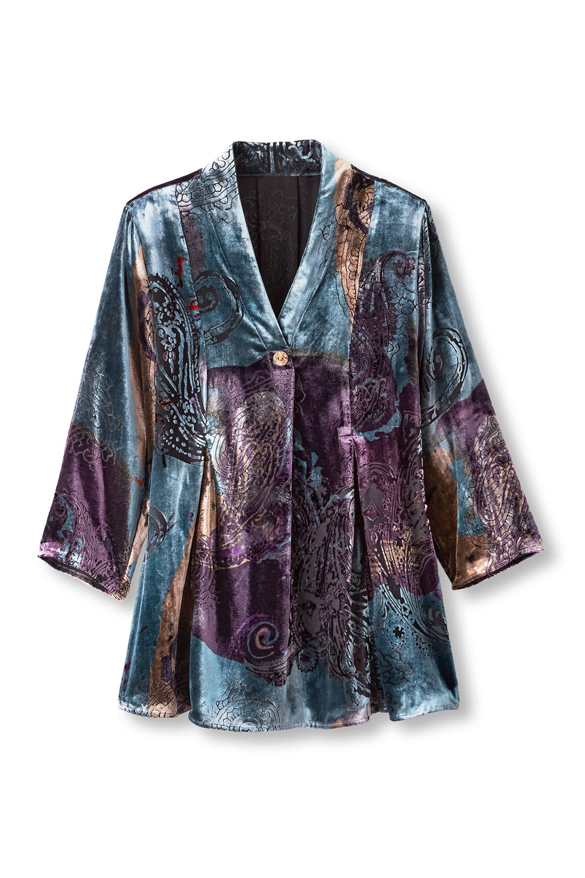 Palette 3/4 Sleeve Burnout Velvet Tunic