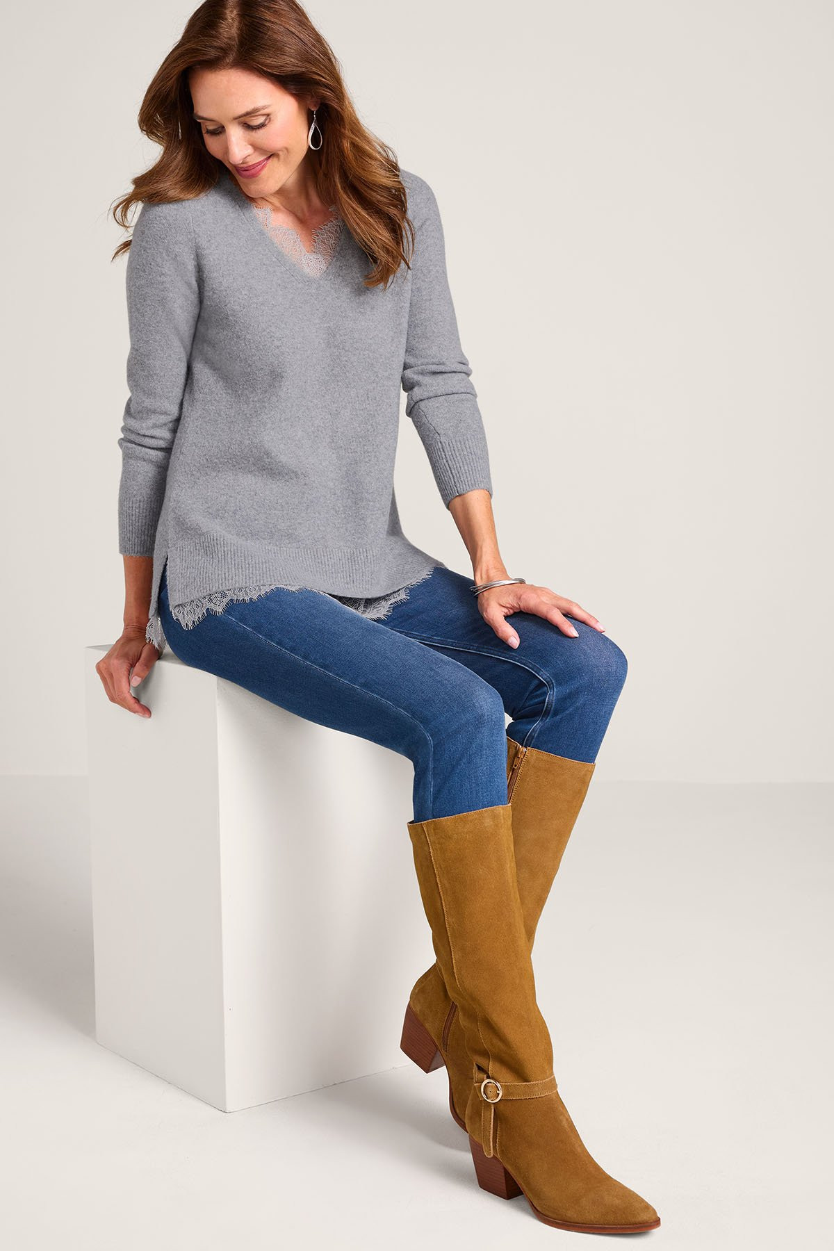 Graced In Lace Layered-Look Sweater - thumbnail 2