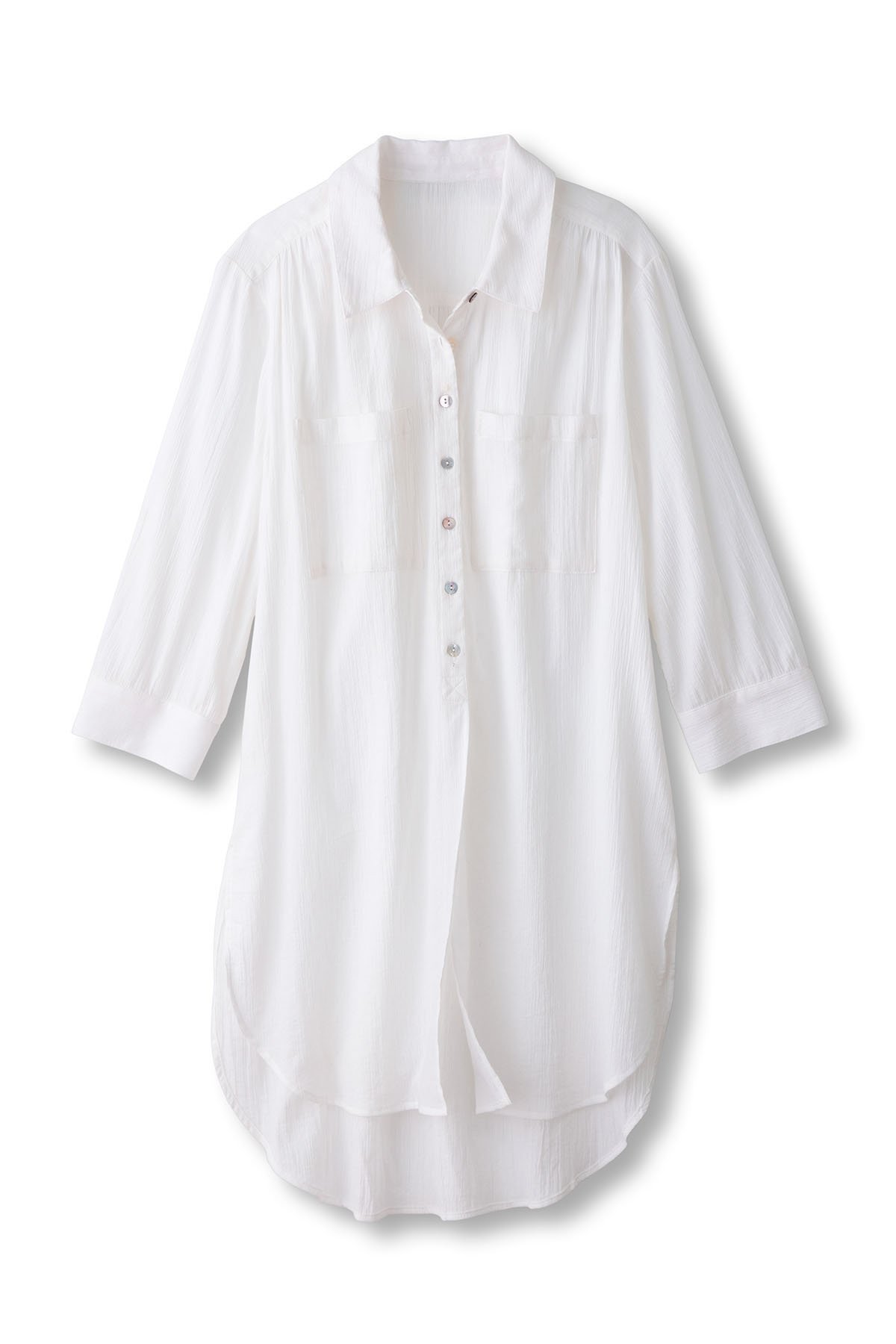 Gauze Btn Front 3/4 Slv Long Tunic - thumbnail 9