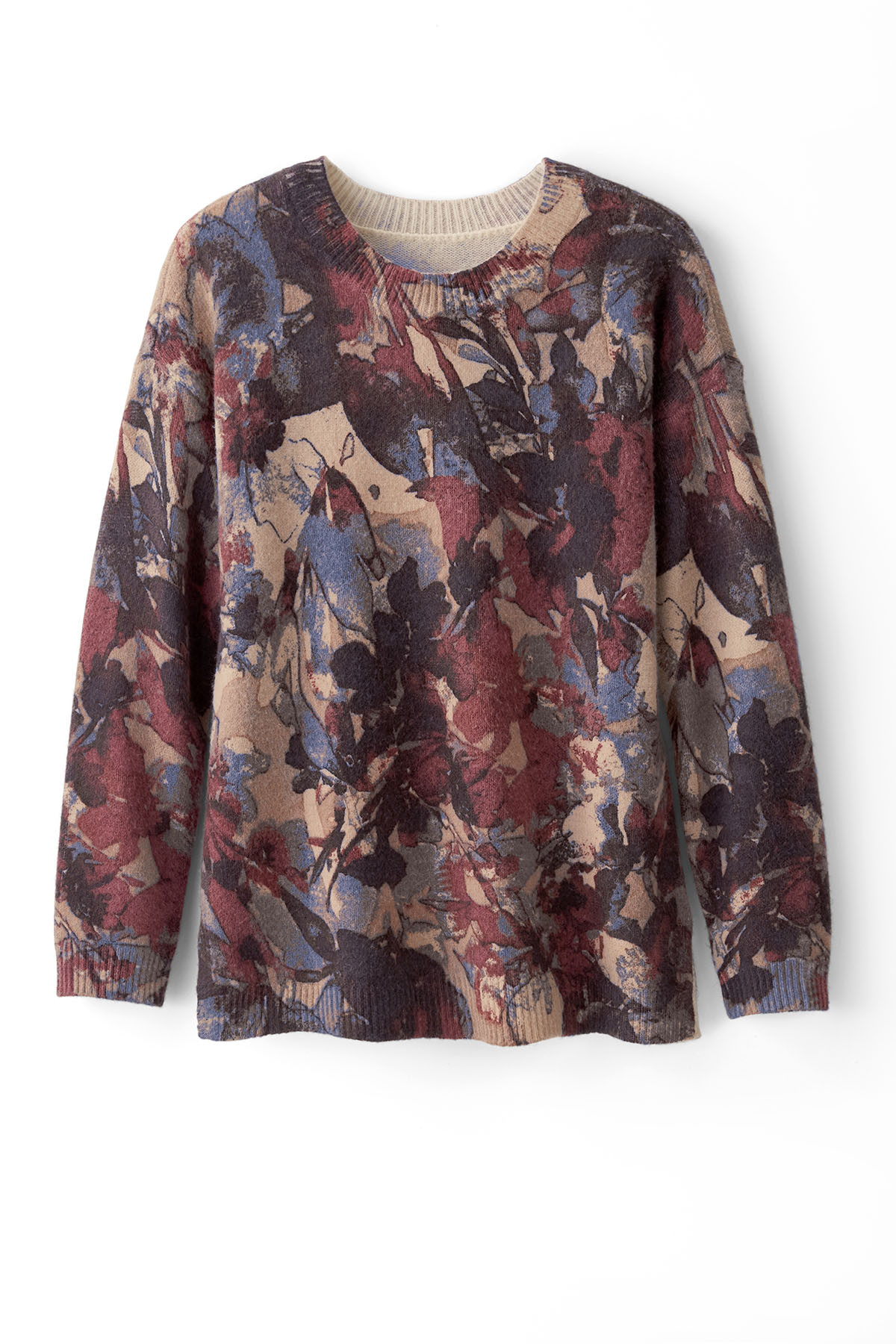 Abstract Floral Fine Gauge LS Sweater - thumbnail 2