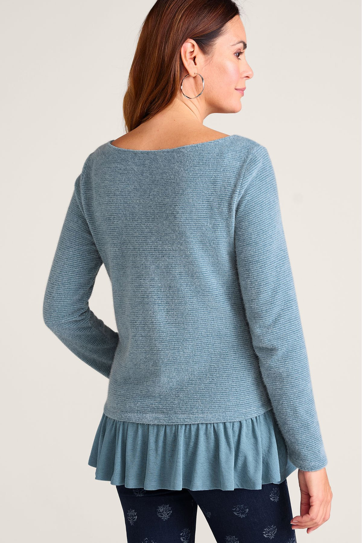 Mixed Knit LS Peplum Top - thumbnail 4