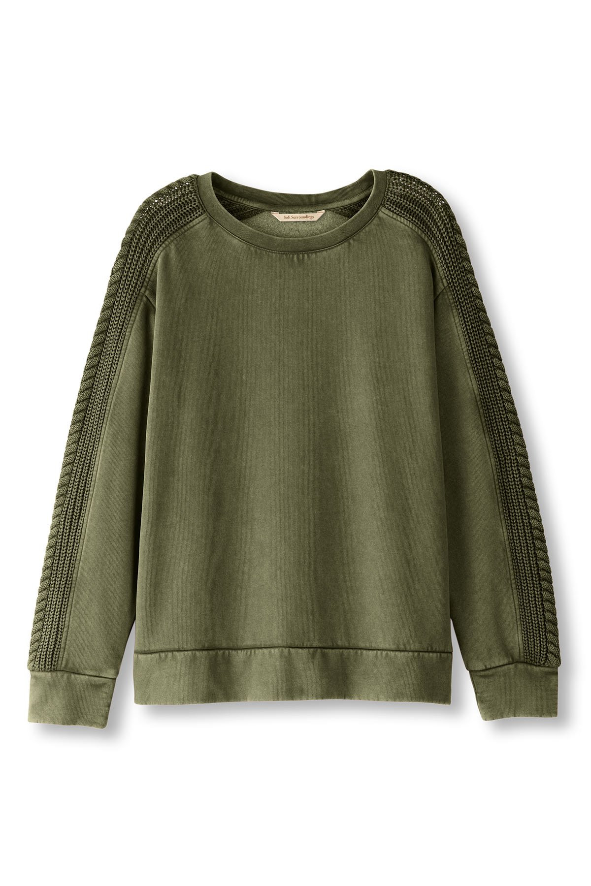 Mixed Media Cable Sleeve Sweatshirt - thumbnail 2
