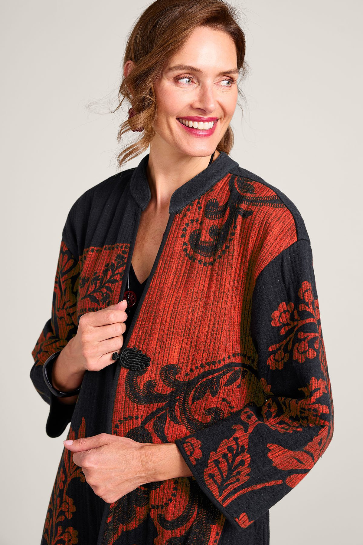 Scarlet Serenity Long Knit Topper - thumbnail 4