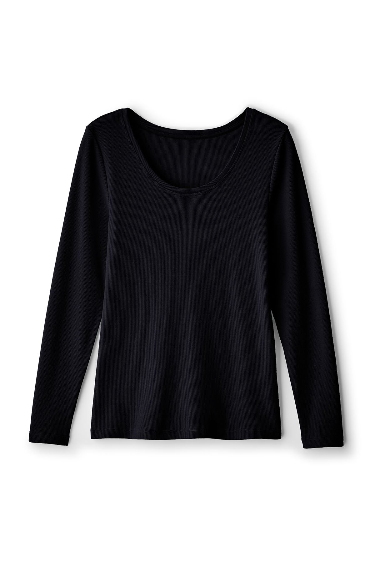 Rib Knit Long Sleeve Scoop Neck Tee - thumbnail 3