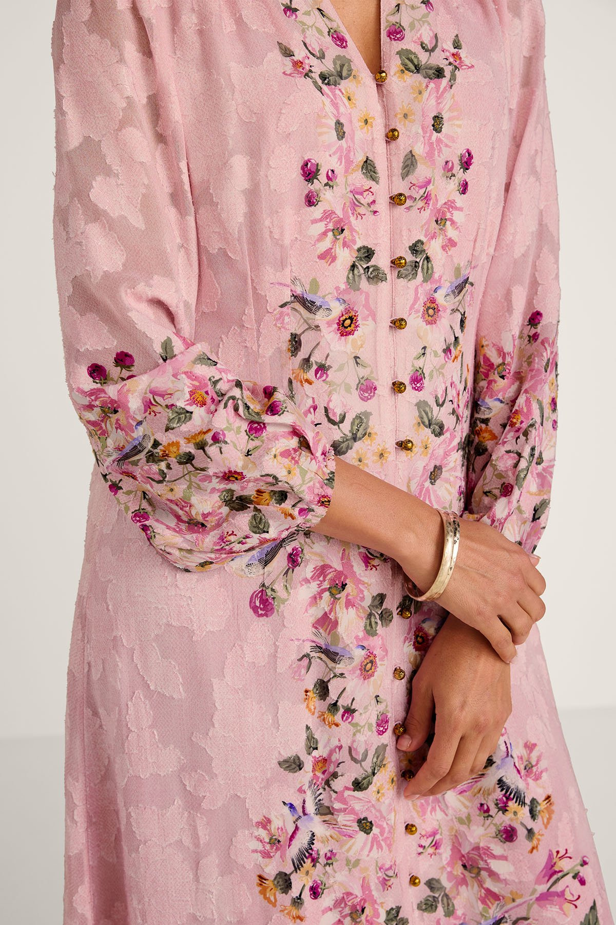 Floral Burnout Jacquard LS Maxi Dress - thumbnail 4