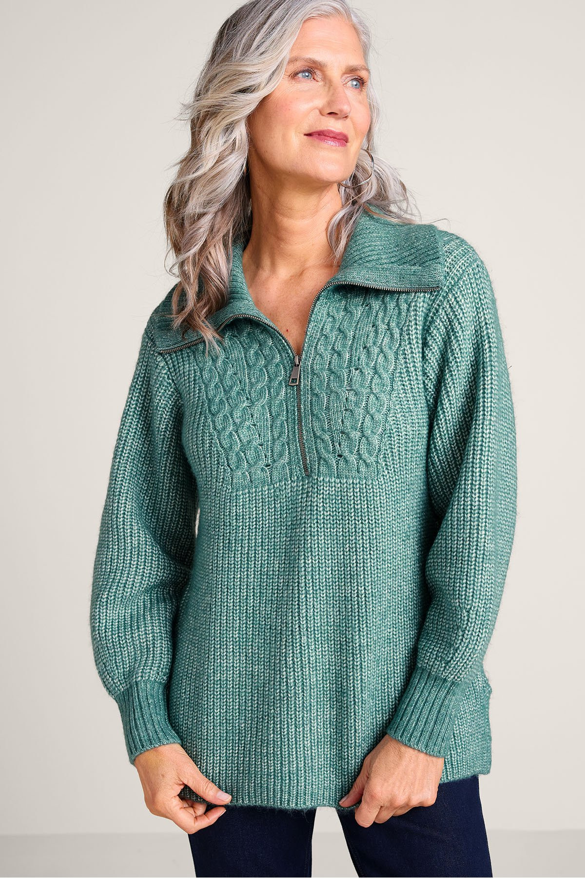 Half-Zip Cable Pullover Sweater