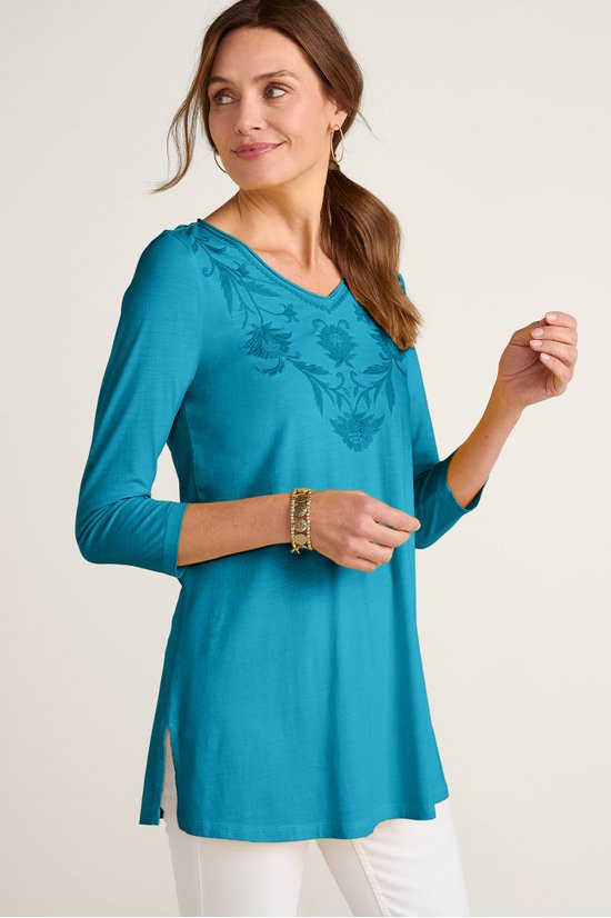 Orelia Embroidered Knit Tunic