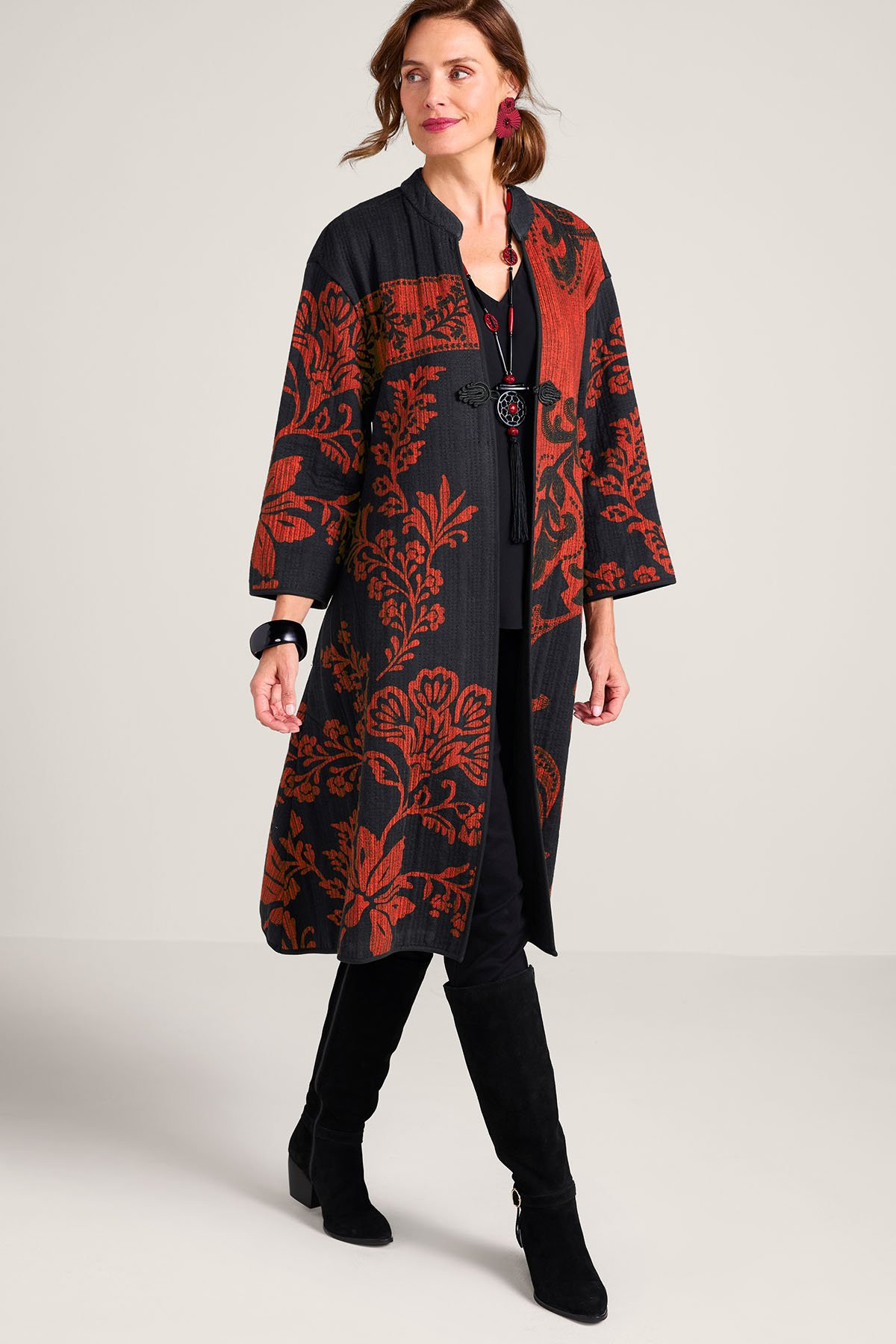Scarlet Serenity Long Knit Topper