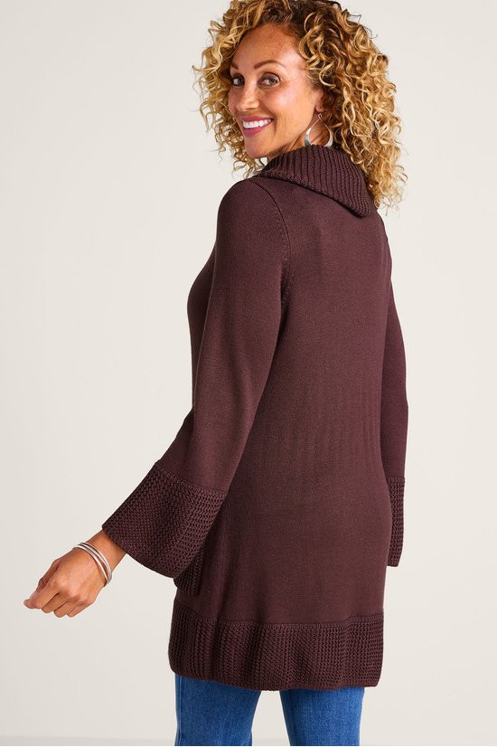 Cowl Comfort 3/4 Sleeve Tunic Sweater - thumbnail 4
