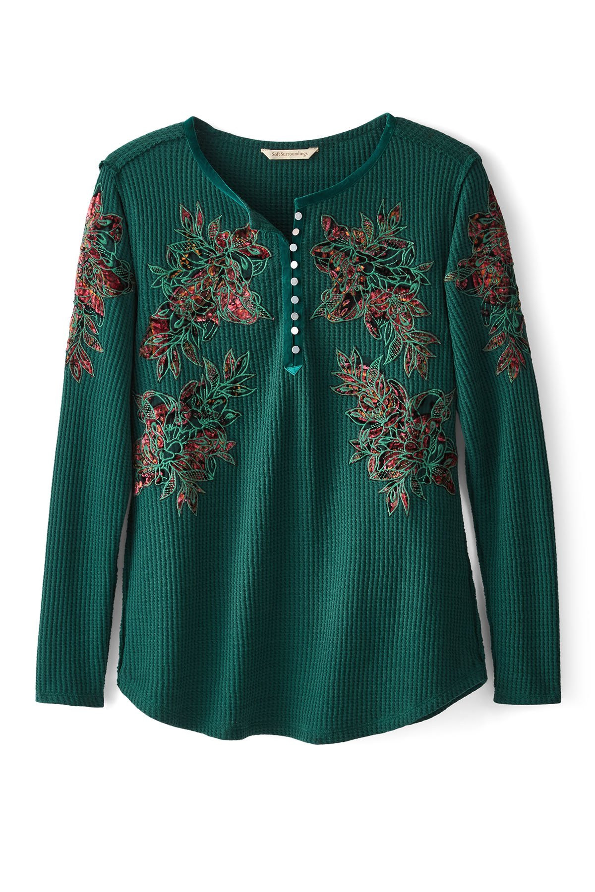 Velvet Vine Waffle Knit Henley - thumbnail 2
