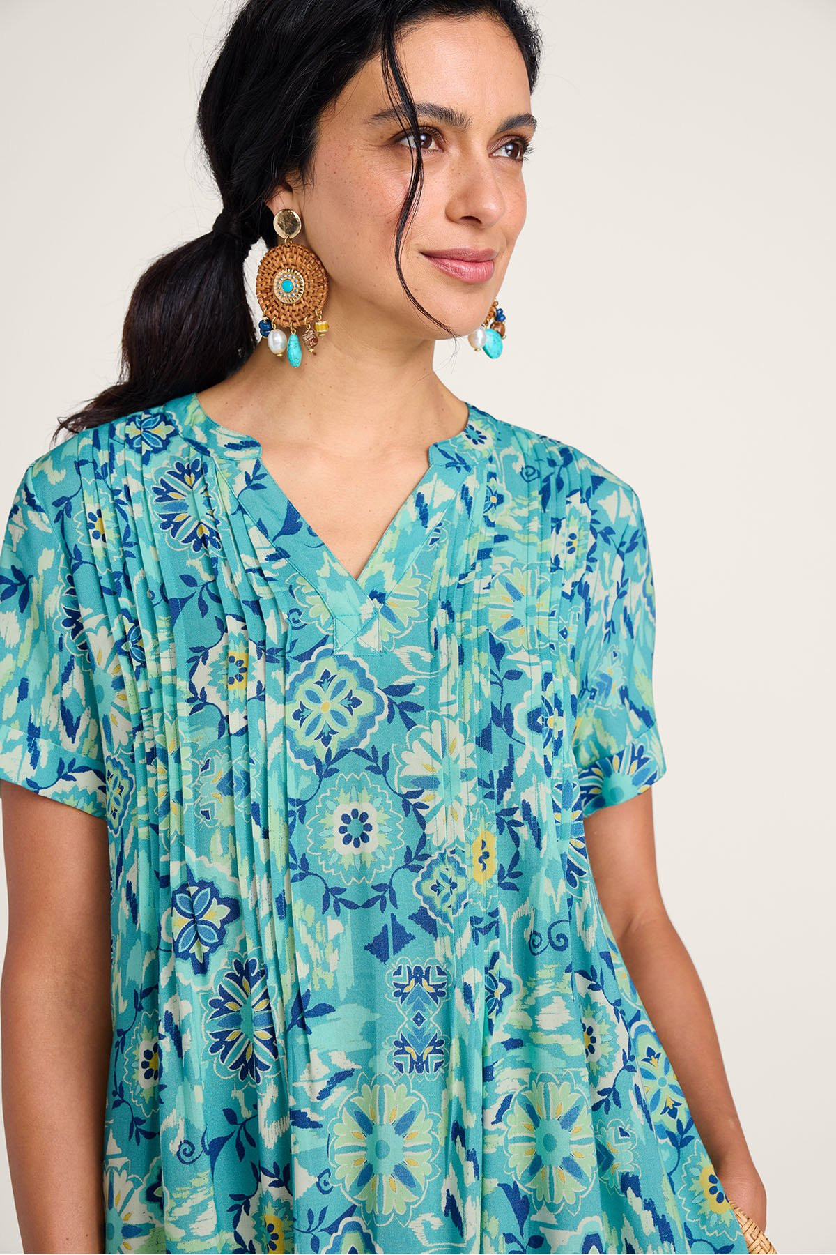 Ocean Ikat Challis SS Short Dress - thumbnail 3