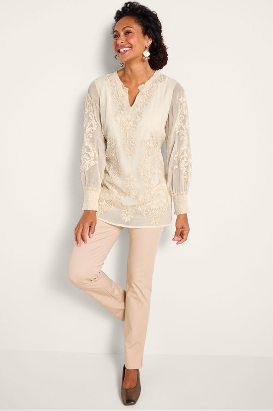 Delphine Embroidered Chiffon Tunic - thumbnail 3