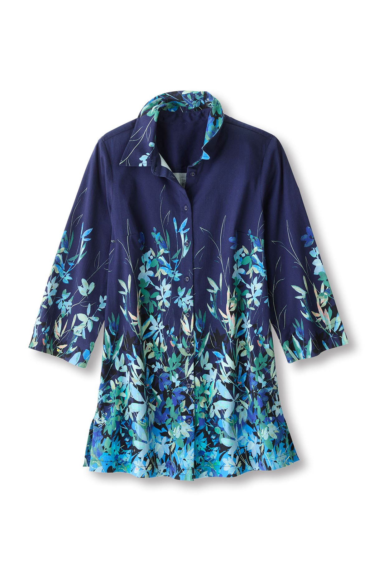 Flowing Flora Stretch 3/4 Slv Long Tunic - thumbnail 2