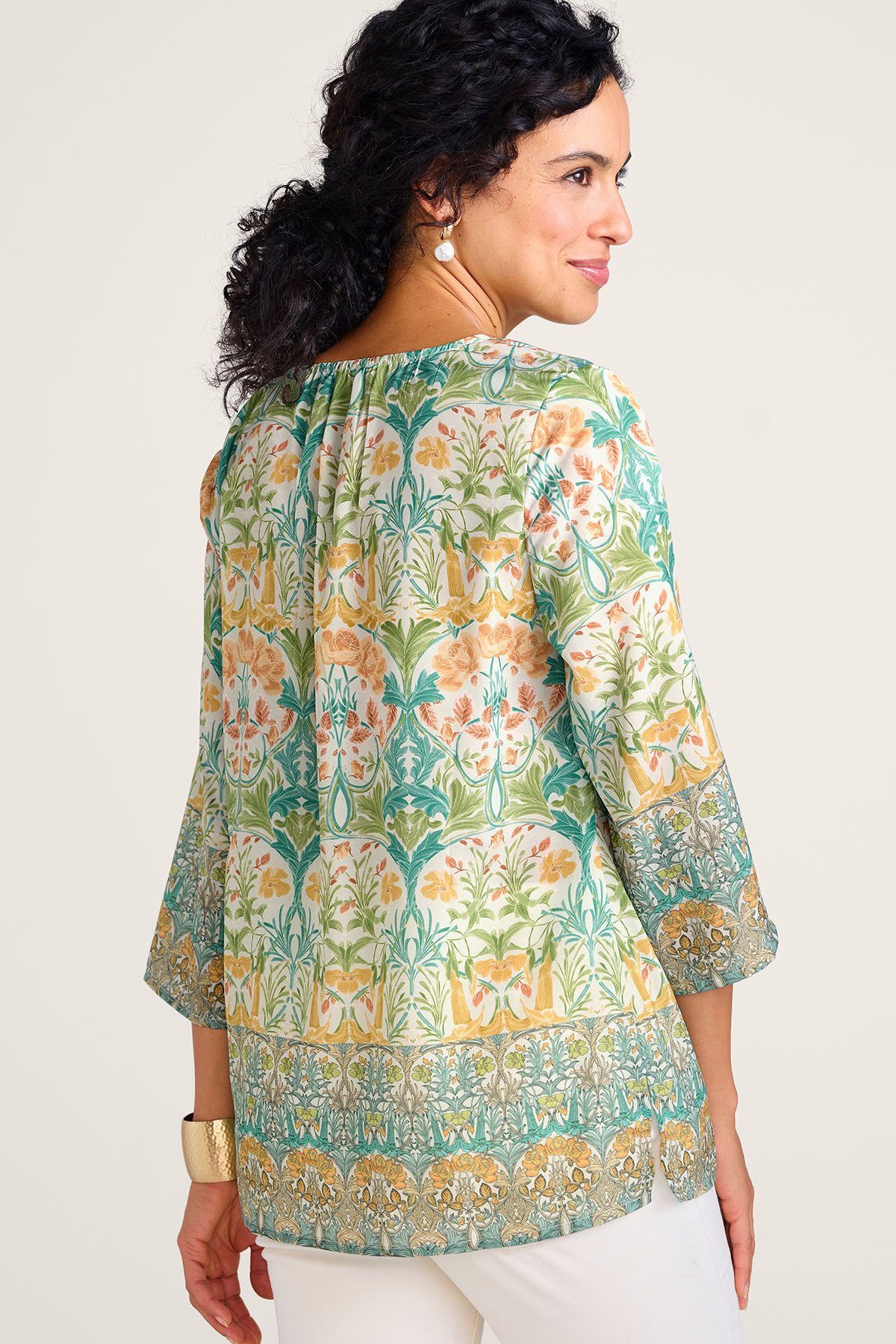 Printed Crepe 3/4 Slv Popover Tunic - thumbnail 5