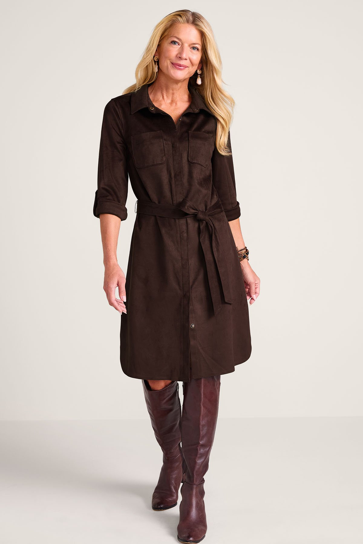 So Easy Faux Suede Shirtdress - thumbnail 2
