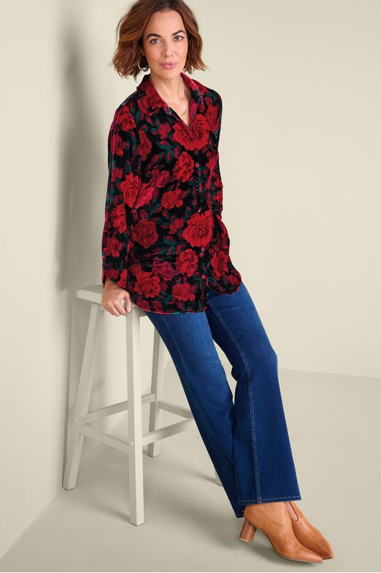 Icon Silk Velvet Poets Tunic Shirt - thumbnail 4