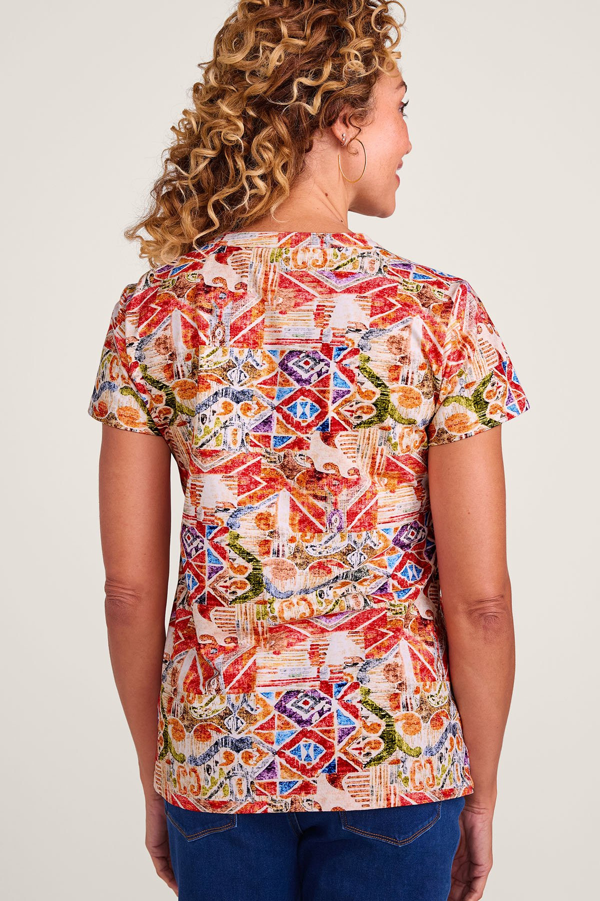 Ikat Print SS Knit Top - thumbnail 4
