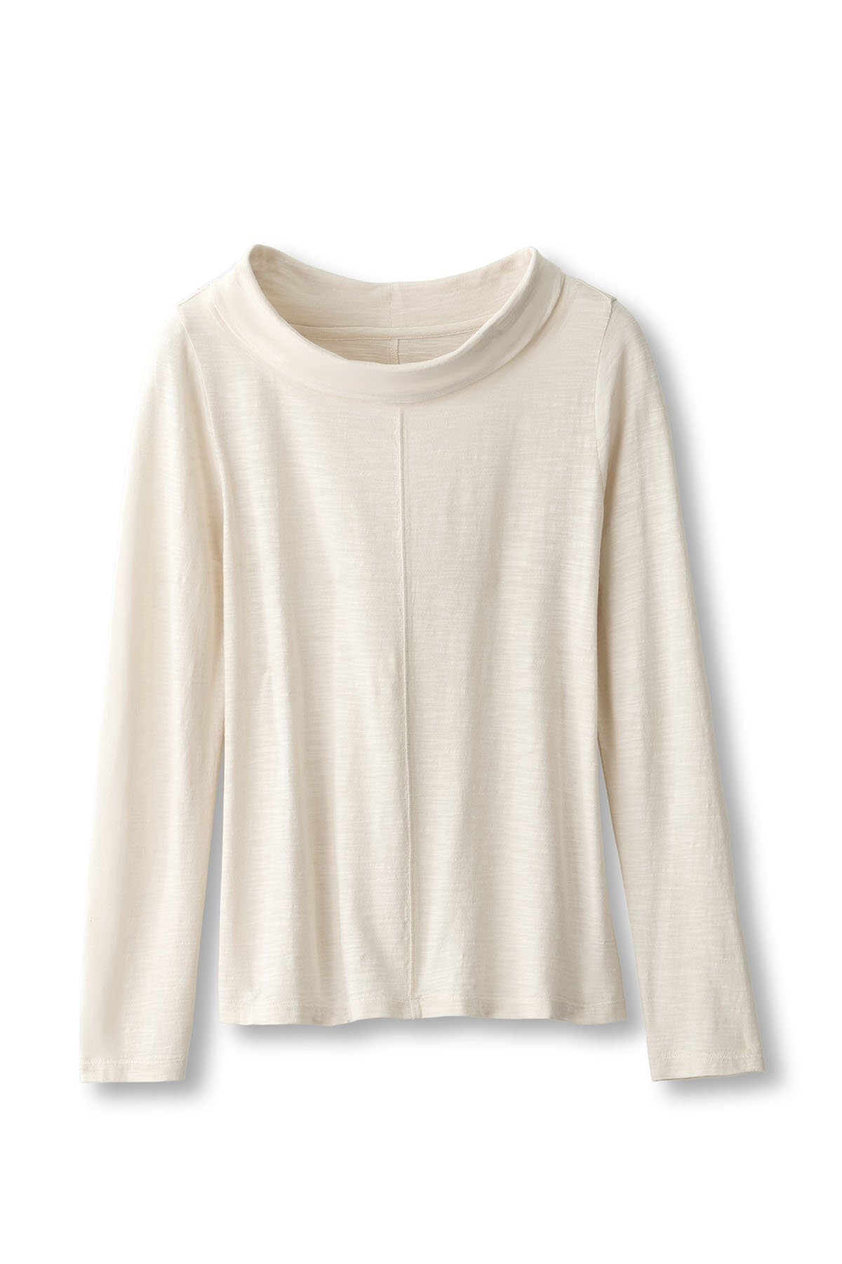 Slub Knit Foldover Boatneck LS Top - thumbnail 2