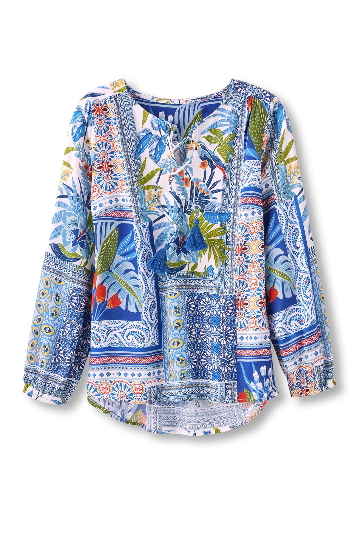 Tropical Print LS Challis Blouse - thumbnail 2