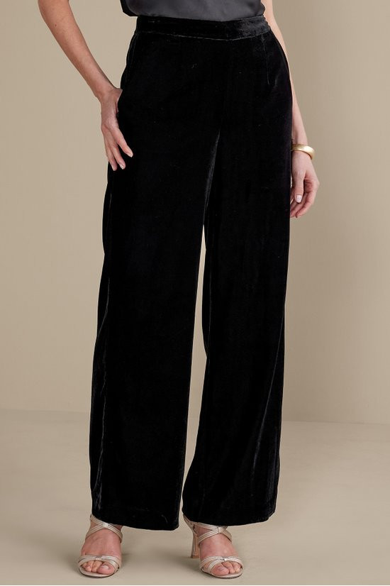 Aria Velvet Wide Leg Pants I - thumbnail 2