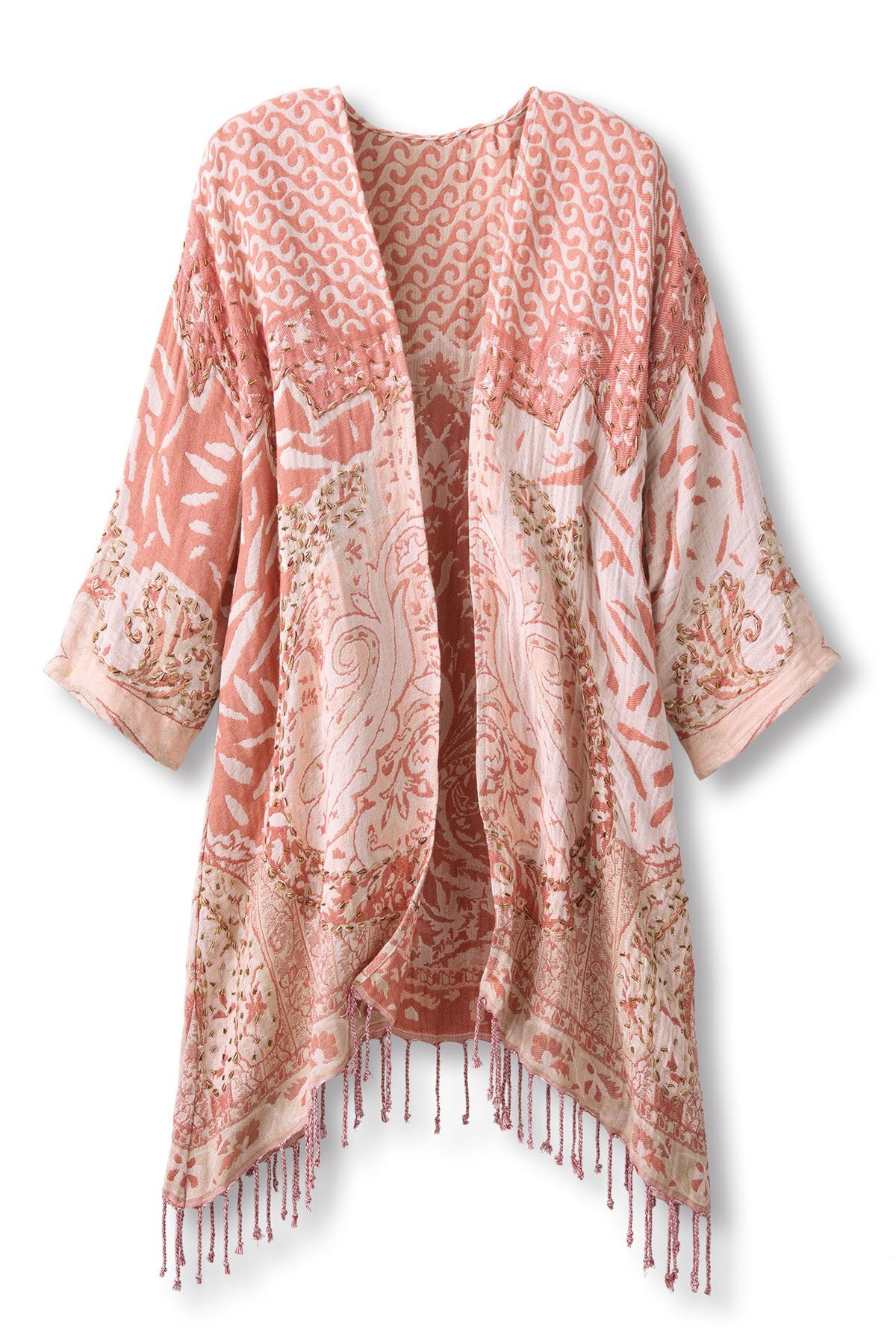 Novelty Jacquard 3/4 Slv Long Topper - thumbnail 2