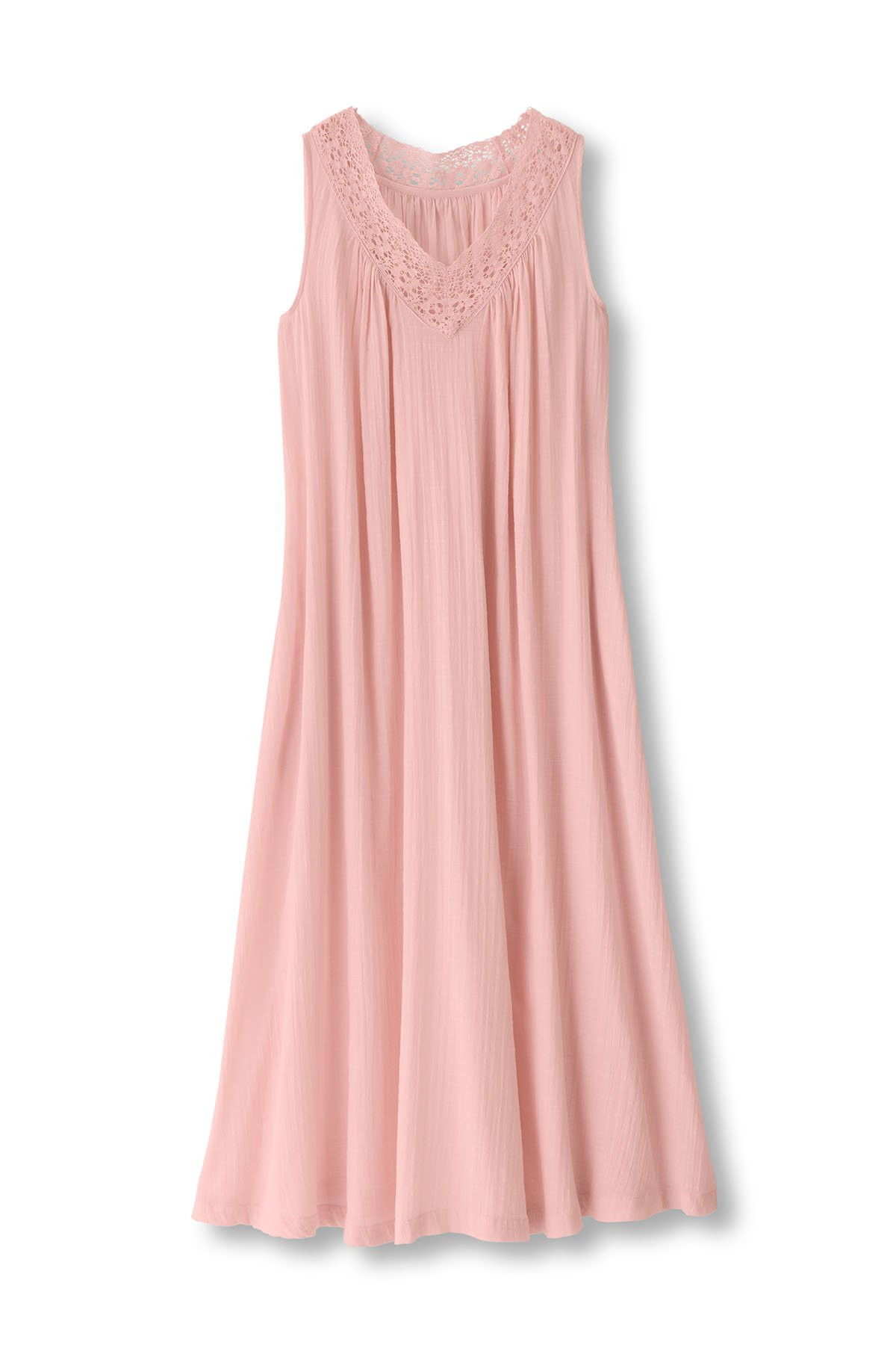 April Cornell Lace Trim S/L Long Nightgown