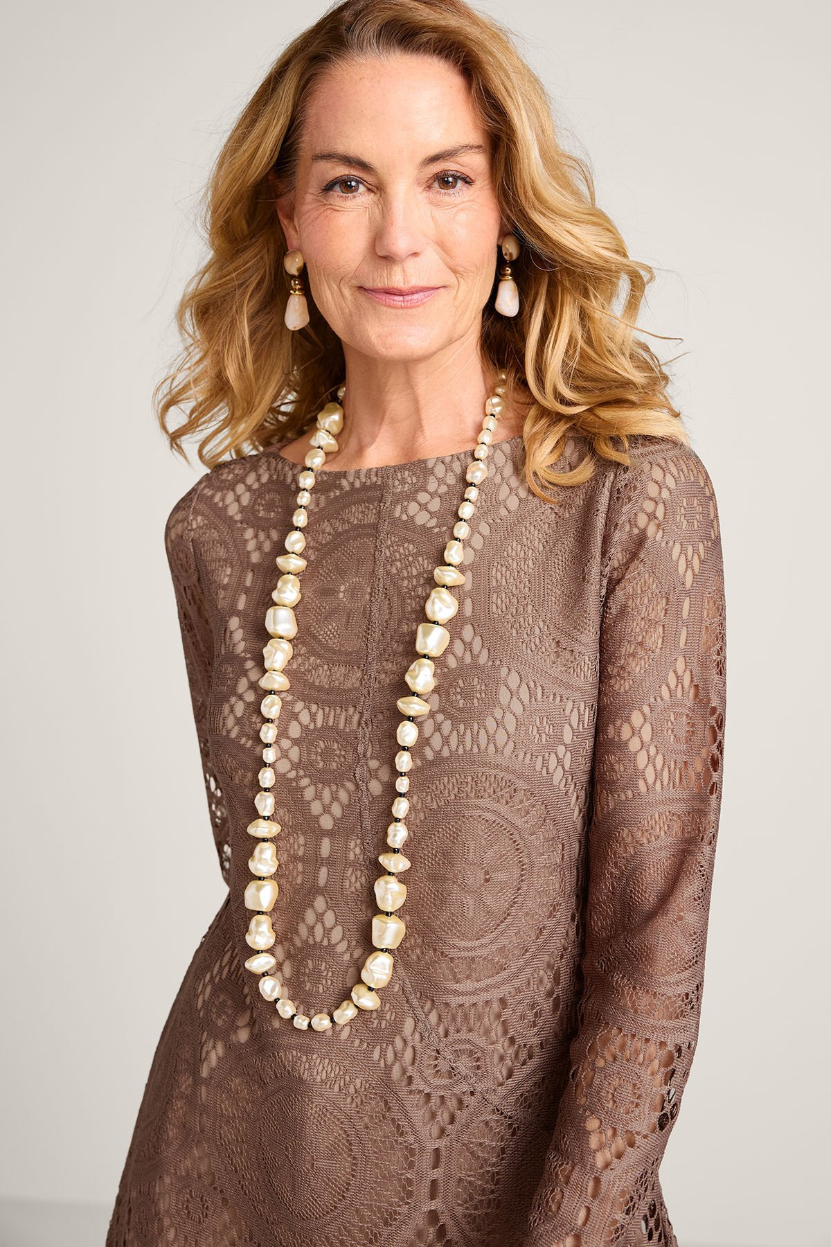 Lace Interlude Long Sleeve Tunic Top - thumbnail 5