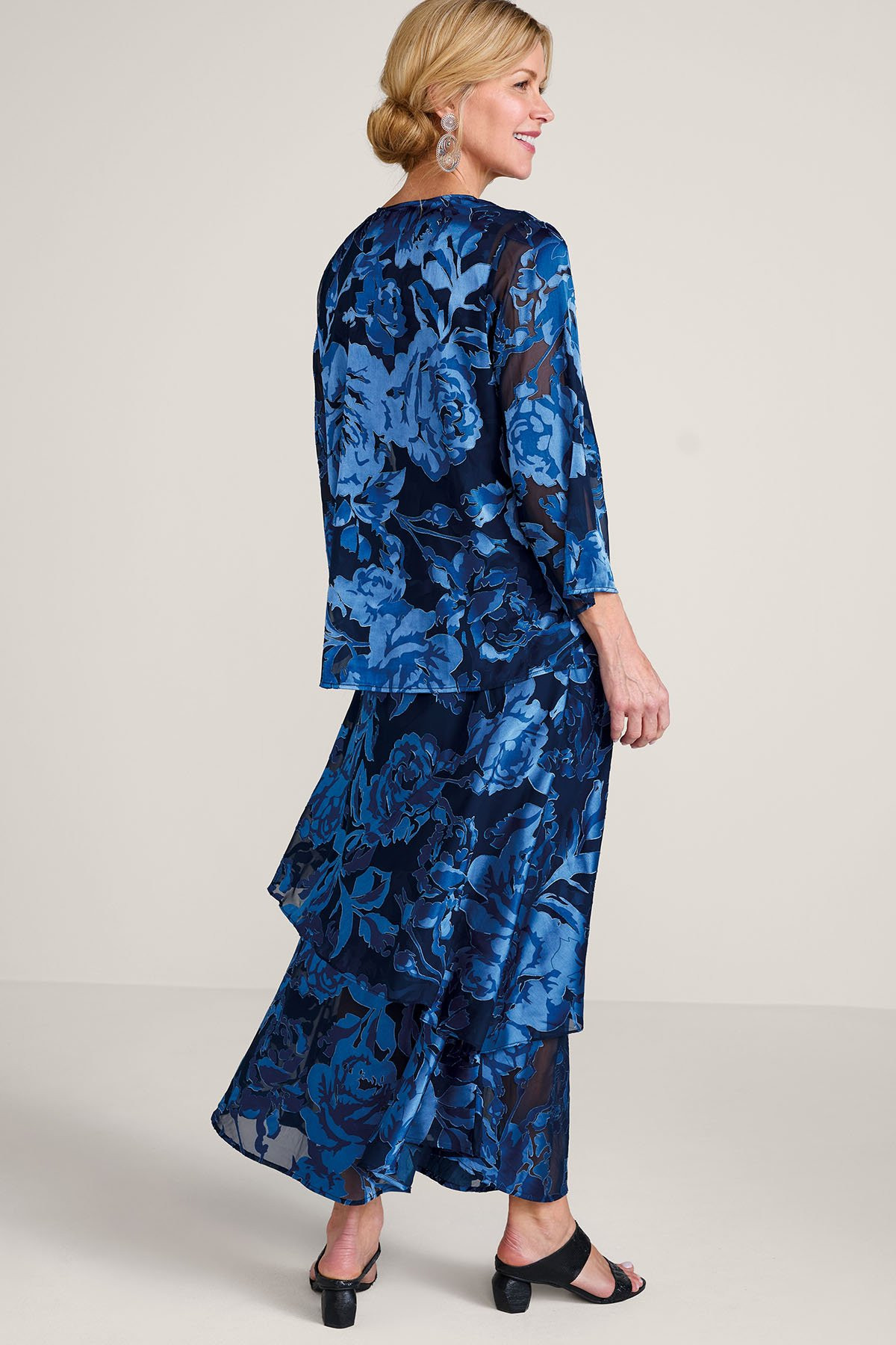 Satin Burnout Maxi Dress And Topper - thumbnail 3