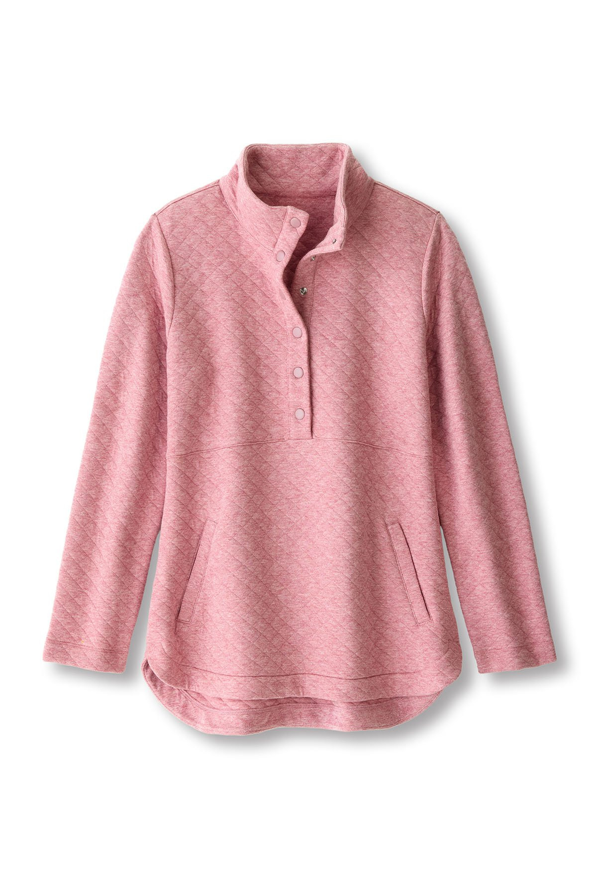 Quilted Jacquard Knit LS Popover Top - thumbnail 2