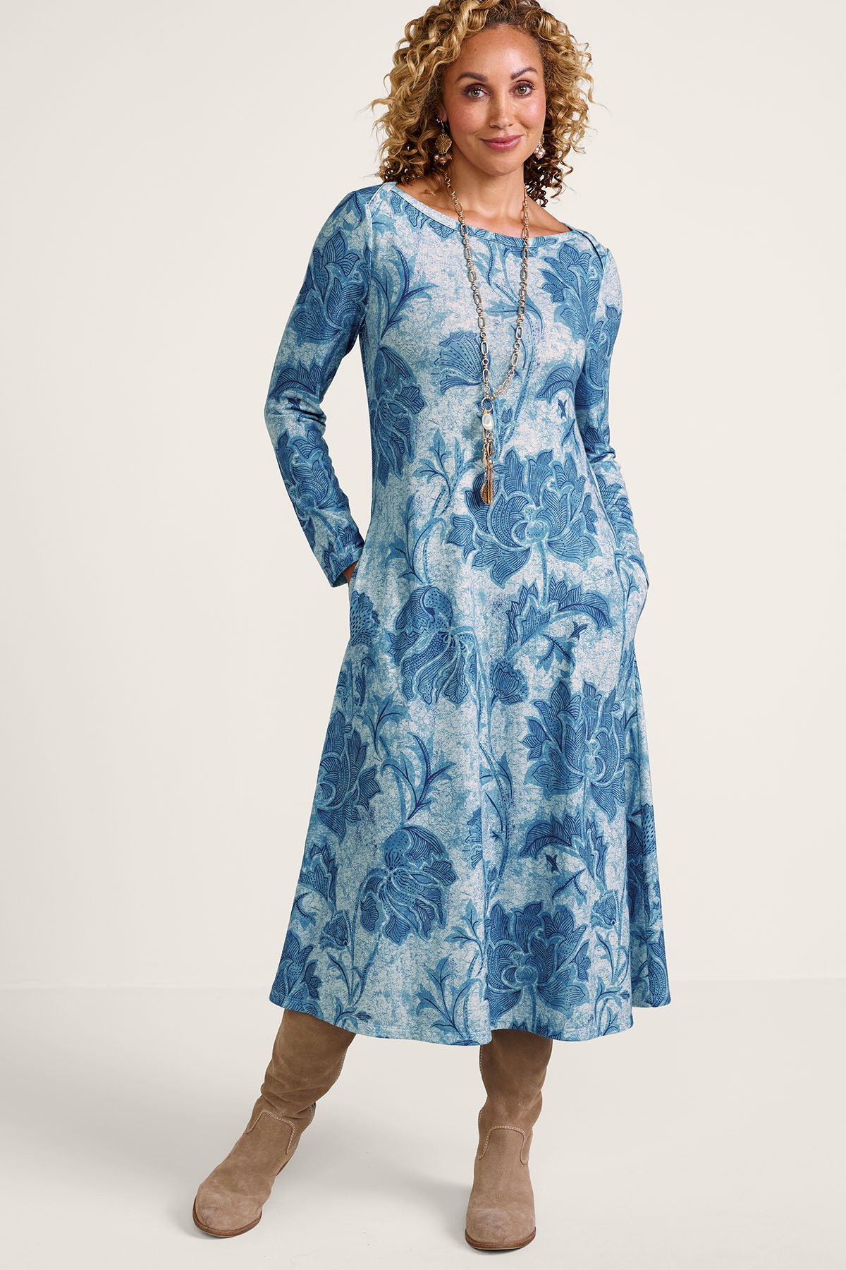 Sansai Long Sleeve Hacci Knit Midi Dress - thumbnail 2