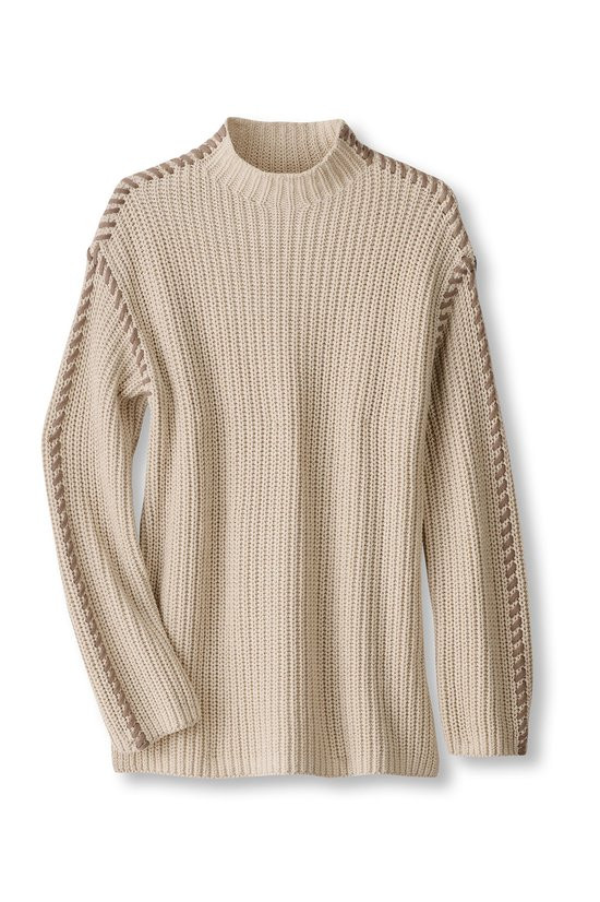 Whip Stitch Mock Neck Shaker Sweater - thumbnail 2