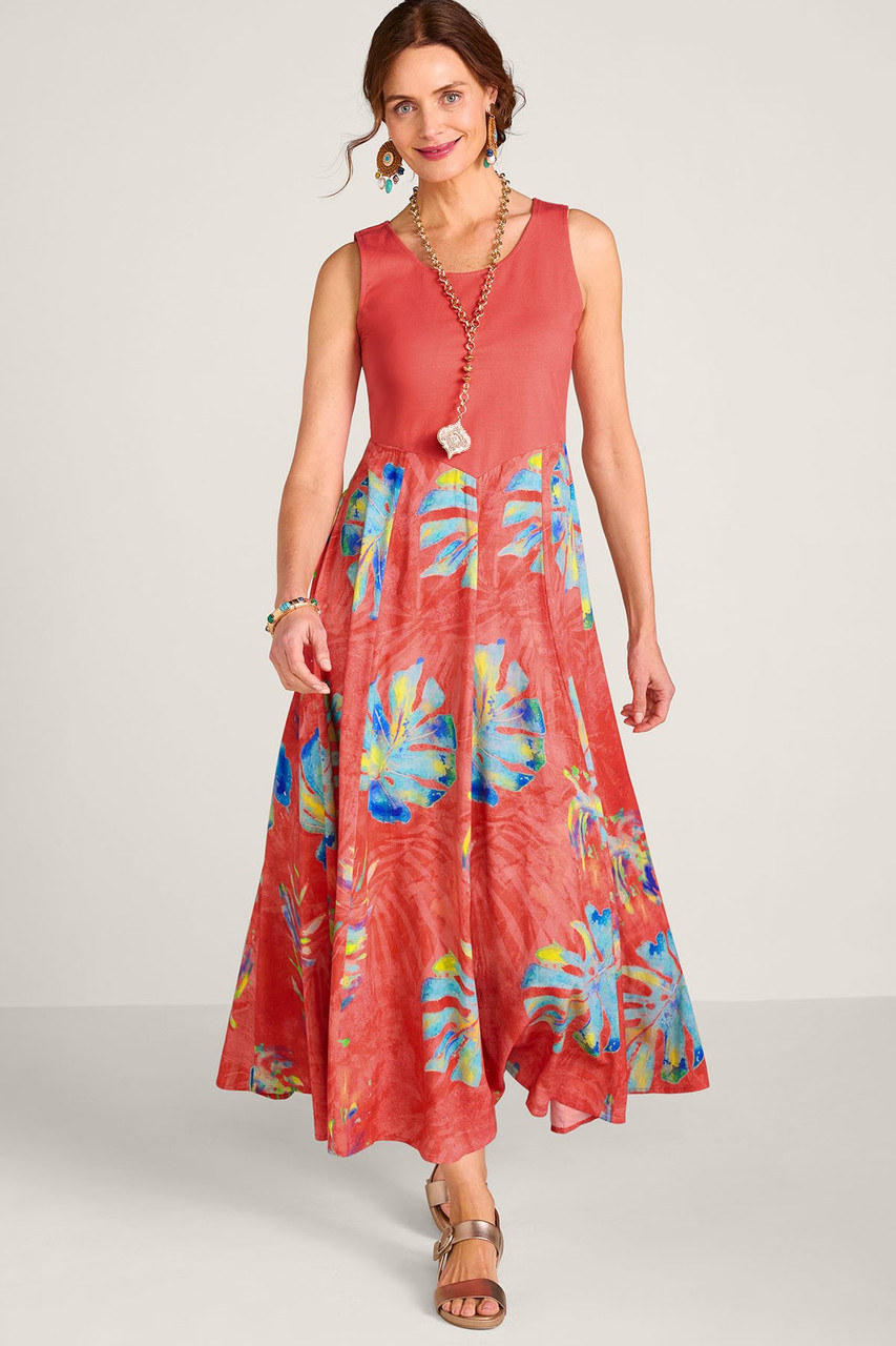 Batik Palm Print S/L Maxi Dress - image 2