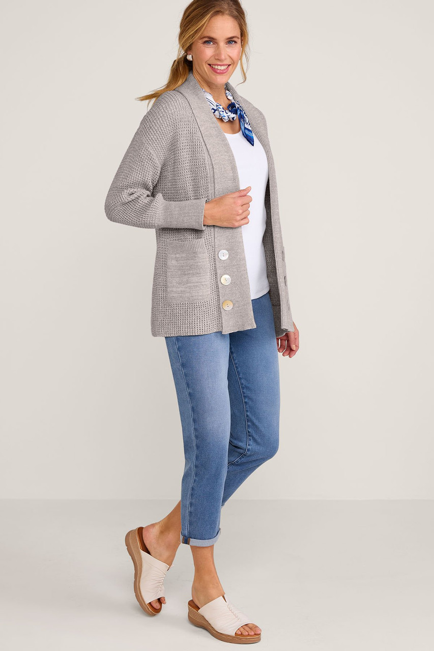 Textured Shawl Collar Cardi - image 4