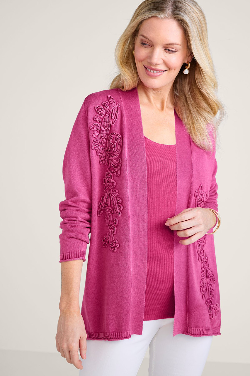 Soutache Detail Open Front Cardi - image 2