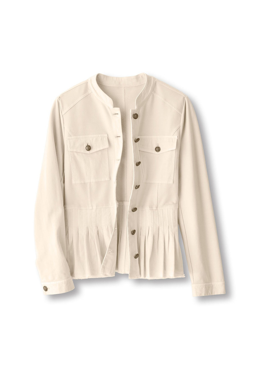 Mixed Media Btn Front Peplum Jacket - image 3