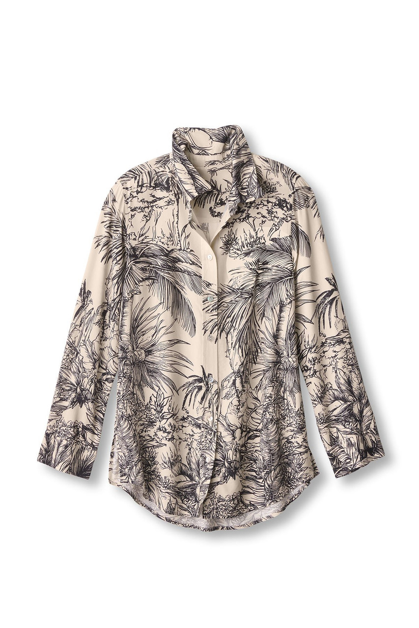 Tropical Toile LS Btn Front Shirt - image 3