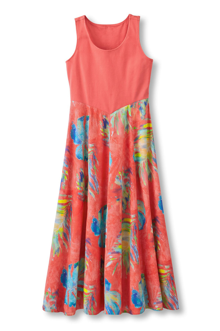 Batik Palm Print S/L Maxi Dress - image 3
