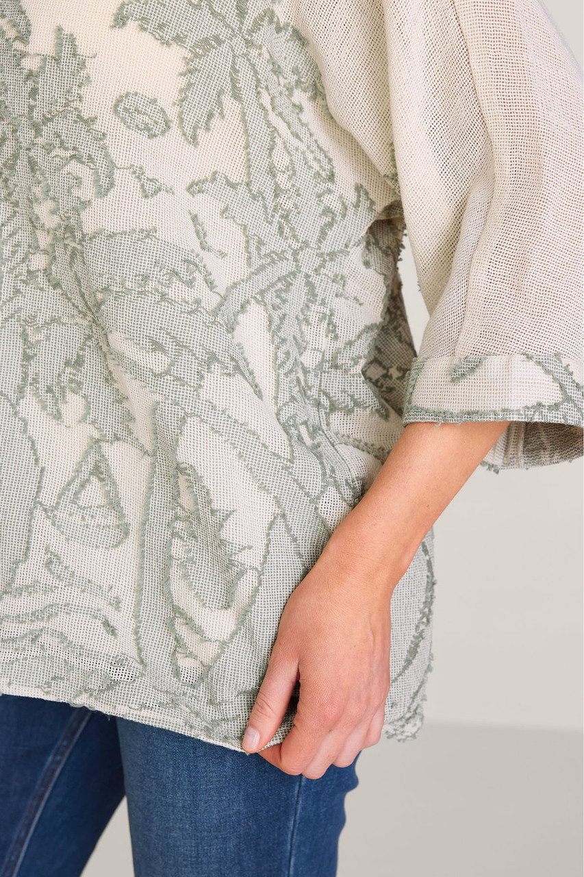 Palm Jacquard 3/4 Slv Btn Front Shirt - image 5