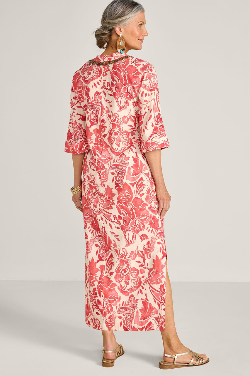 Embellished Printed 3/4 Slv Cotton Caftan - image 4