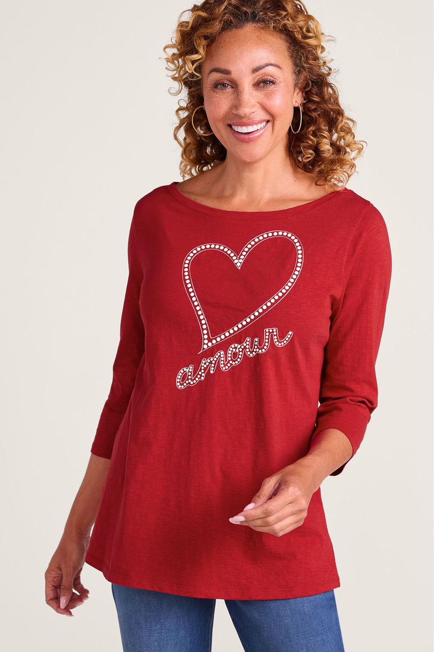 Embellished Heart 3/4 Slv Knit Tunic - image 2