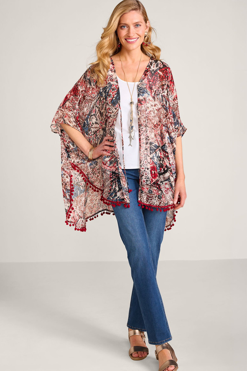 Lightweight Printed 3/4 Slv Topper - image 2