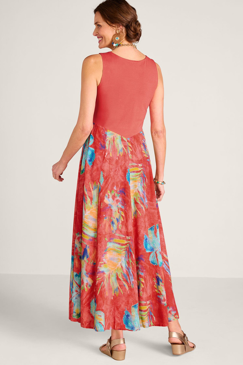 Batik Palm Print S/L Maxi Dress - image 4