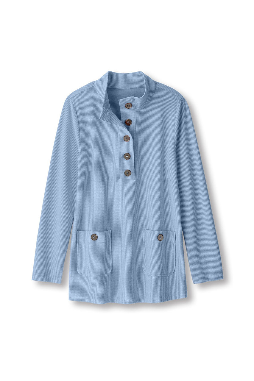 Brushed Twill LS Btn Neck Knit Tunic - image 3