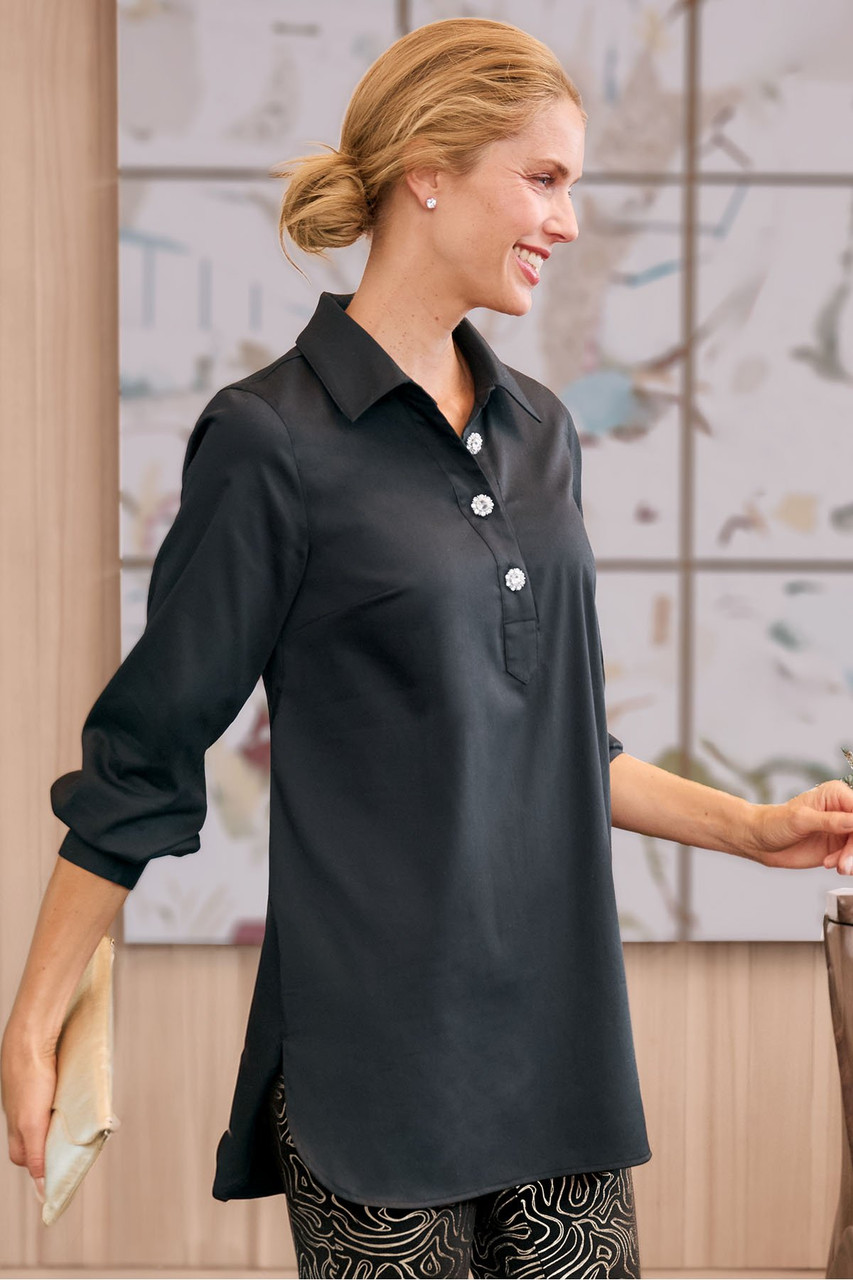 Easy-Care Stretch Woven Popover Tunic - image 2