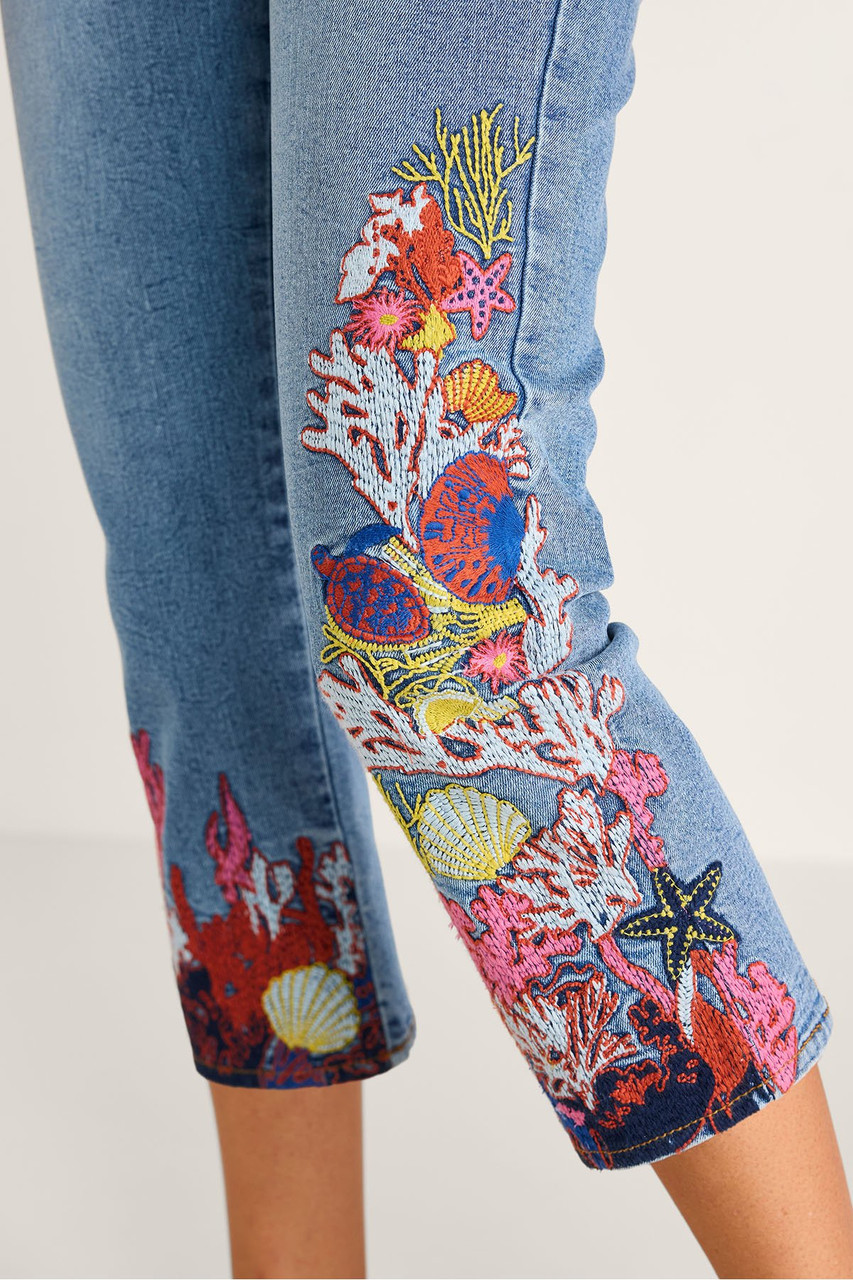 Embellished Sealife Pull On Crop Jeans - image 5